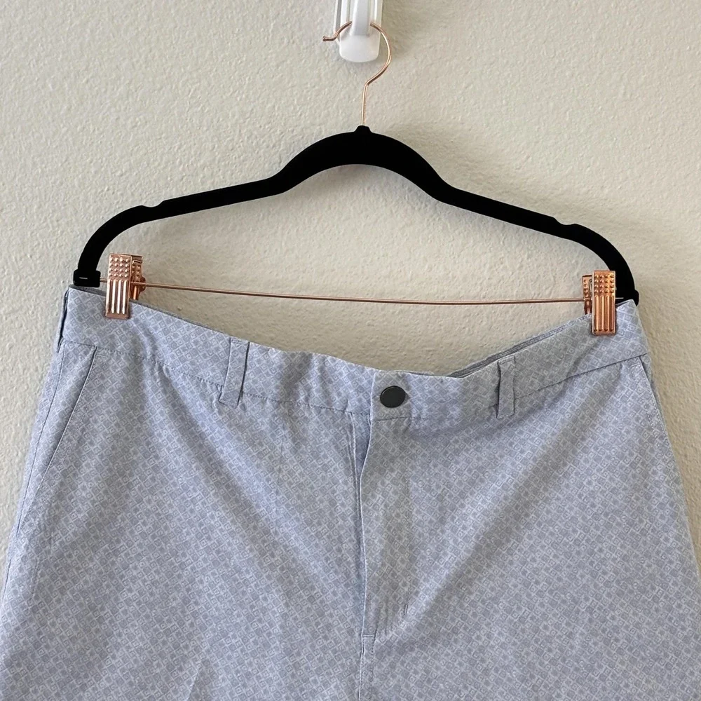 Johnnie-O Hayes Prep Formance Shorts Mens 38 Gray Geo Golf Chino Stretch 9